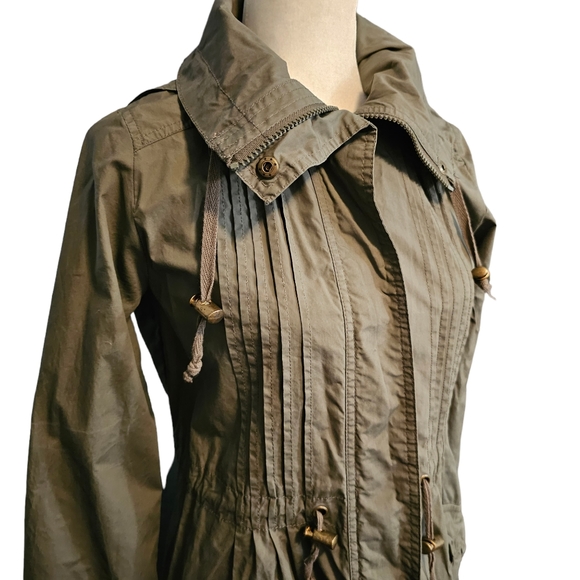 Denim Co. Hooded Lightweight Jacket Utility Pockets Green Women's Size 10 - Picture 2 of 16